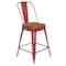 Flash Furniture 24" Red Metal Counter Stool-Teak Poly Seat CH-31320-24GB-RED-PL2T-GG - alternate 3